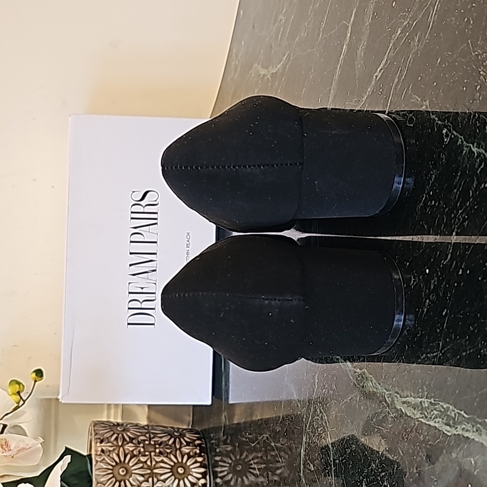 Dream Pairs Closed Toe Block Heel Pumps Black Nubuck PU NIB - Picture 6 of 9